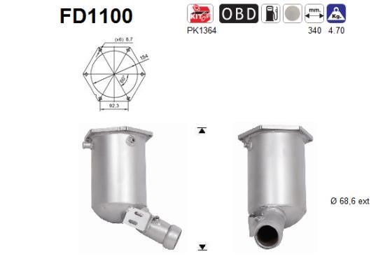 As FD1100 Filtr sadzy / filtr cząstek stałych, układ wydechowy FD1100: Dobra cena w Polsce na 2407.PL - Kup Teraz!