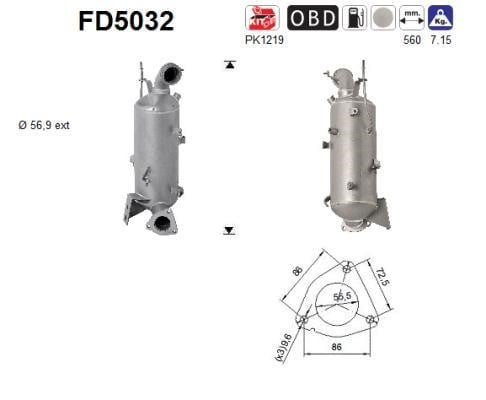 As FD5032 Сажевый / частичный фильтр, система выхлопа ОГ FD5032: Отличная цена - Купить в Польше на 2407.PL!