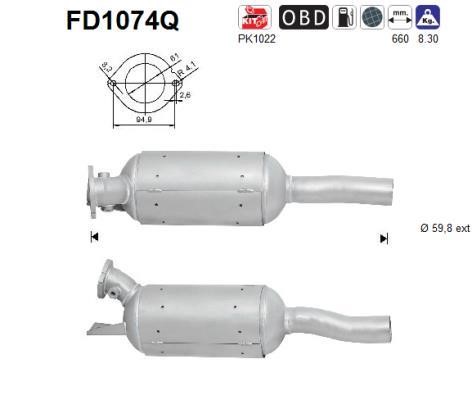 As FD1074Q Filtr sadzy / filtr cząstek stałych, układ wydechowy FD1074Q: Dobra cena w Polsce na 2407.PL - Kup Teraz!