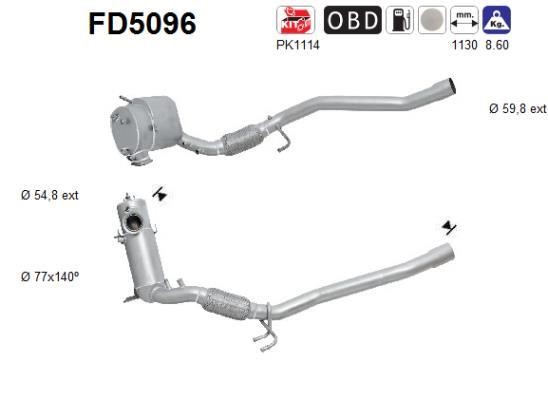 As FD5096 Сажевый / частичный фильтр, система выхлопа ОГ FD5096: Отличная цена - Купить в Польше на 2407.PL!