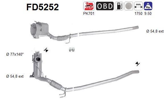 As FD5252 Filtr sadzy / filtr cząstek stałych, układ wydechowy FD5252: Atrakcyjna cena w Polsce na 2407.PL - Zamów teraz!