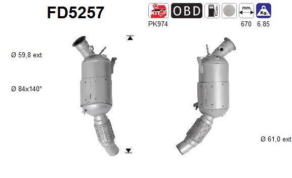 As FD5257 Filtr sadzy / filtr cząstek stałych, układ wydechowy FD5257: Dobra cena w Polsce na 2407.PL - Kup Teraz!