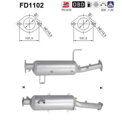 As FD1102 Soot/Particulate Filter, exhaust system FD1102: Buy near me in Poland at 2407.PL - Good price!
