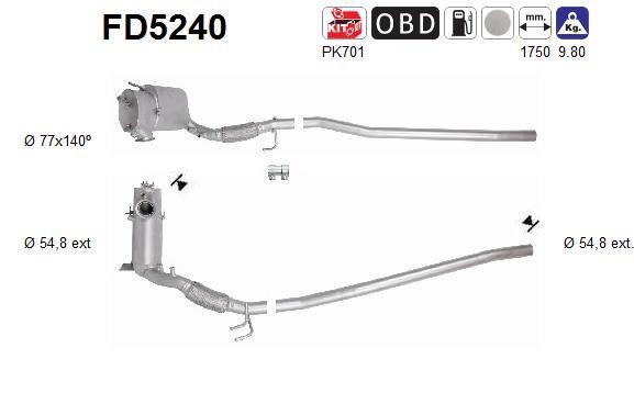 As FD5240 Сажевый / частичный фильтр, система выхлопа ОГ FD5240: Отличная цена - Купить в Польше на 2407.PL!