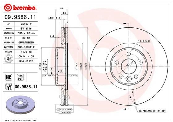 AP (Brembo) 25107 V Brake disc 25107V: Buy near me in Poland at 2407.PL - Good price!