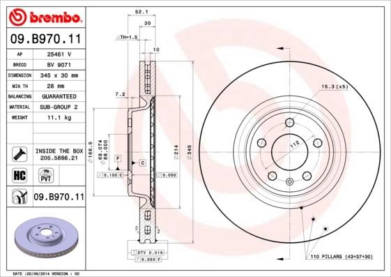 AP (Brembo) 25461V Bremsscheibe 25461V: Kaufen Sie zu einem guten Preis in Polen bei 2407.PL!