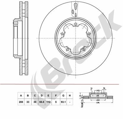 Breck BR 432 VA100 Front brake disc ventilated BR432VA100: Buy near me in Poland at 2407.PL - Good price!