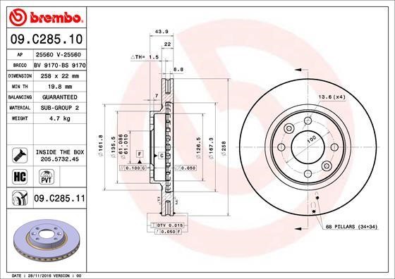 AP (Brembo) 25560V Brake disc 25560V: Buy near me in Poland at 2407.PL - Good price!