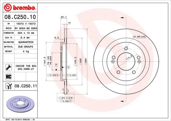 AP (Brembo) 15072 Brake disc 15072: Buy near me at 2407.PL in Poland at an Affordable price!