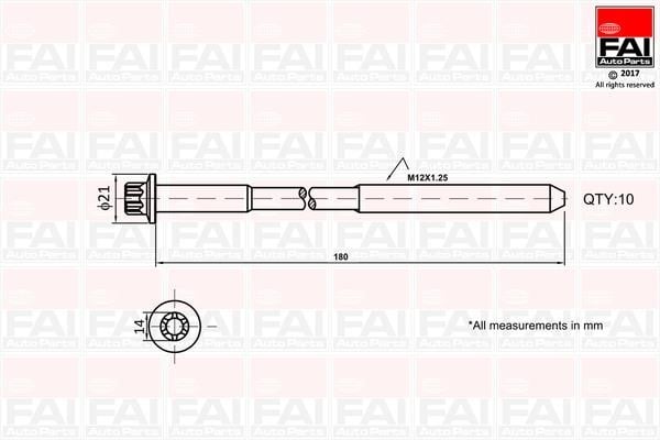 FAI B2111 Cylinder Head Bolts Kit B2111: Buy near me in Poland at 2407.PL - Good price!
