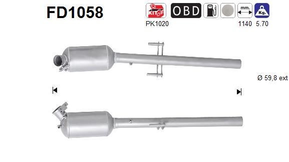 As FD1058 Сажевый / частичный фильтр, система выхлопа ОГ FD1058: Отличная цена - Купить в Польше на 2407.PL!