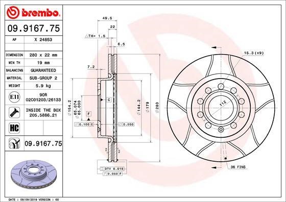 AP (Brembo) X 24853 Brake disc X24853: Buy near me at 2407.PL in Poland at an Affordable price!