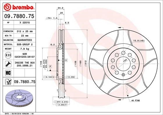 AP (Brembo) X 22015 Brake disc X22015: Buy near me in Poland at 2407.PL - Good price!