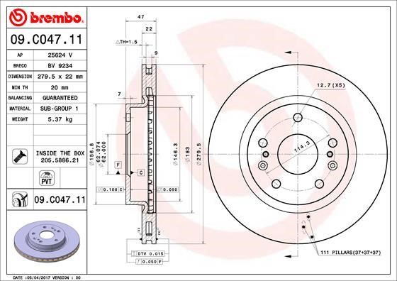 AP (Brembo) 25624 V Гальмівний диск 25624V: Приваблива ціна - Купити у Польщі на 2407.PL!