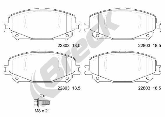 Breck 22803 00 701 00 Brake Pad Set, disc brake 228030070100: Buy near me in Poland at 2407.PL - Good price!