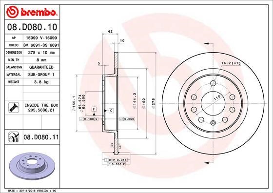 AP (Brembo) 15099 V Brake disk 15099V: Buy near me at 2407.PL in Poland at an Affordable price!