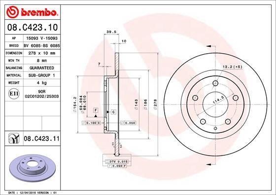 AP (Brembo) 15093V Bremsscheibe 15093V: Kaufen Sie zu einem guten Preis in Polen bei 2407.PL!