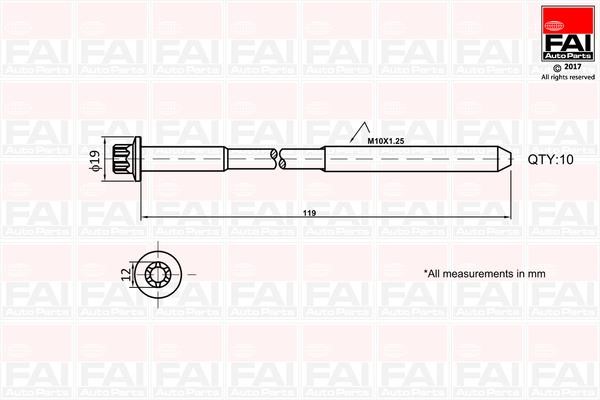 FAI B1321 Cylinder Head Bolts Kit B1321: Buy near me at 2407.PL in Poland at an Affordable price!