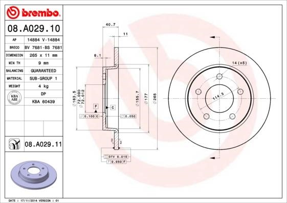 AP (Brembo) 14884V Диск гальмівний 14884V: Приваблива ціна - Купити у Польщі на 2407.PL!