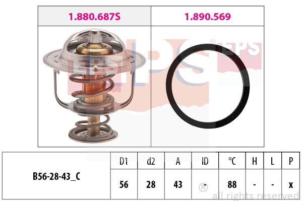 Eps 1.880.687 Thermostat, coolant 1880687: Buy near me in Poland at 2407.PL - Good price!