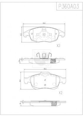 Nippon pieces P360A03 Brake Pad Set, disc brake P360A03: Buy near me at 2407.PL in Poland at an Affordable price!