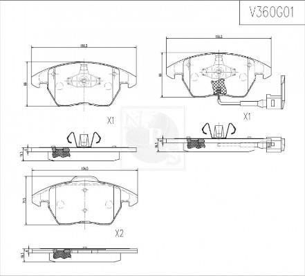 Nippon pieces V360G01 Brake Pad Set, disc brake V360G01: Buy near me at 2407.PL in Poland at an Affordable price!