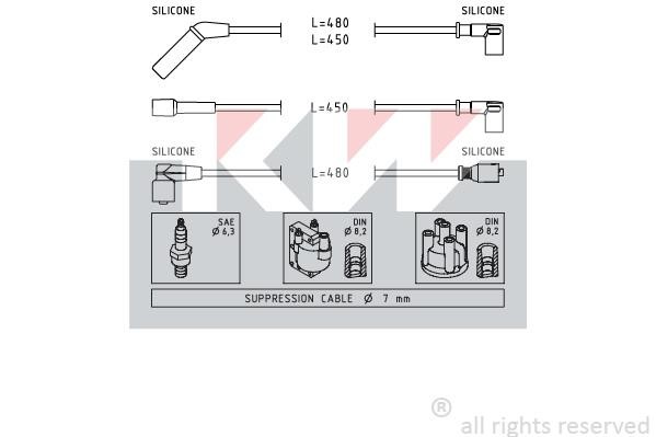 KW 360634 Ignition cable kit 360634: Buy near me in Poland at 2407.PL - Good price!