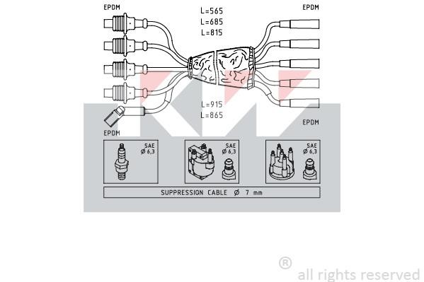 KW 359491 Ignition cable kit 359491: Buy near me in Poland at 2407.PL - Good price!