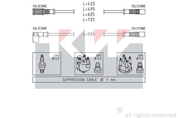 KW 359347 Ignition cable kit 359347: Buy near me in Poland at 2407.PL - Good price!