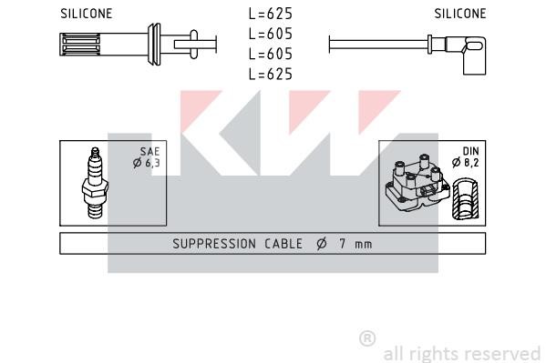 KW 359456 Ignition cable kit 359456: Buy near me in Poland at 2407.PL - Good price!