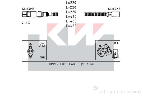 KW 360643 Ignition cable kit 360643: Buy near me in Poland at 2407.PL - Good price!