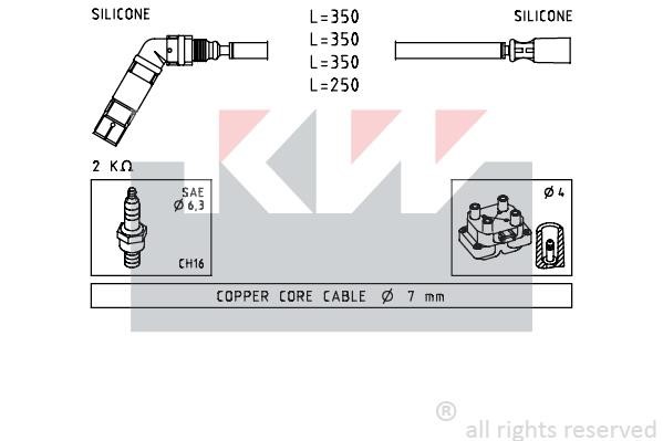 KW 358232 Ignition cable kit 358232: Buy near me in Poland at 2407.PL - Good price!