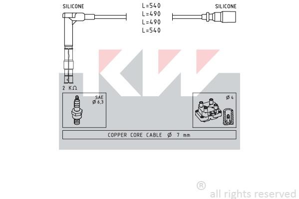 KW 360305 Ignition cable kit 360305: Buy near me in Poland at 2407.PL - Good price!