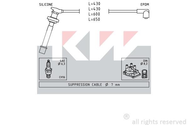 KW 360411 Ignition cable kit 360411: Buy near me in Poland at 2407.PL - Good price!