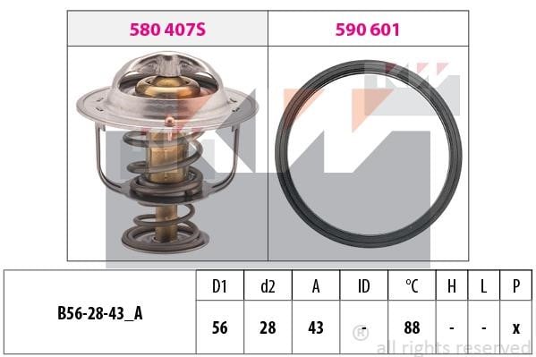 KW 580.408 Thermostat, coolant 580408: Buy near me in Poland at 2407.PL - Good price!