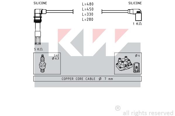 KW 360575 Ignition cable kit 360575: Buy near me in Poland at 2407.PL - Good price!