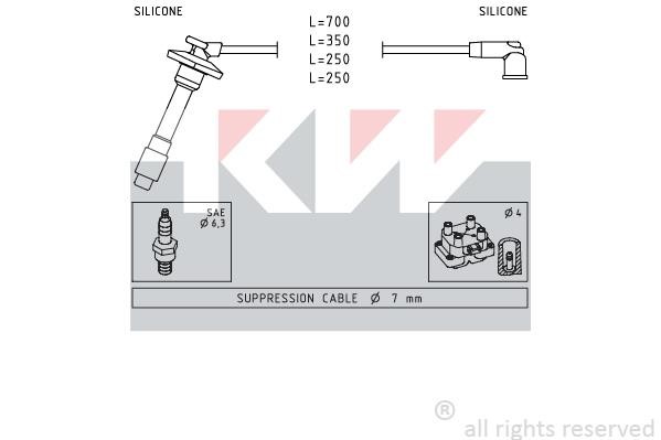 KW 360878 Ignition cable kit 360878: Buy near me in Poland at 2407.PL - Good price!