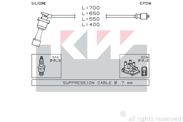 KW 360401 Ignition cable kit 360401: Buy near me in Poland at 2407.PL - Good price!