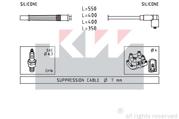 KW 358229 Ignition cable kit 358229: Buy near me in Poland at 2407.PL - Good price!