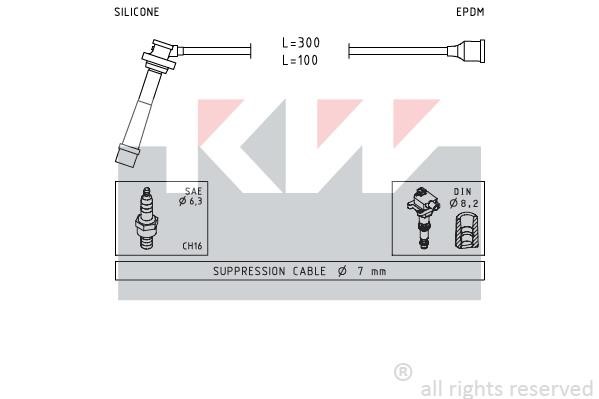 KW 358005 Ignition cable kit 358005: Buy near me in Poland at 2407.PL - Good price!