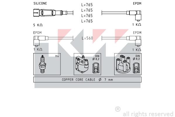 KW 359727 Ignition cable kit 359727: Buy near me in Poland at 2407.PL - Good price!