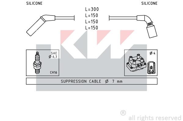 KW 358006 Ignition cable kit 358006: Buy near me in Poland at 2407.PL - Good price!