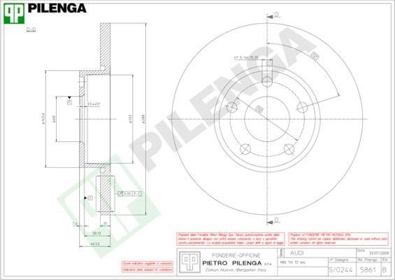 Pilenga 5861 Тормозной диск передний невентилируемый 5861: Отличная цена - Купить в Польше на 2407.PL!