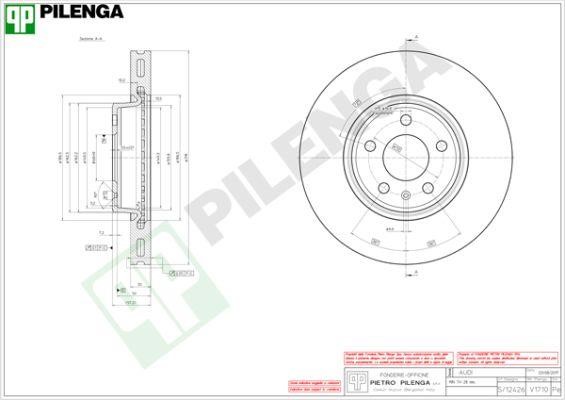 Pilenga V1710 Тормозной диск передний вентилируемый V1710: Отличная цена - Купить в Польше на 2407.PL!
