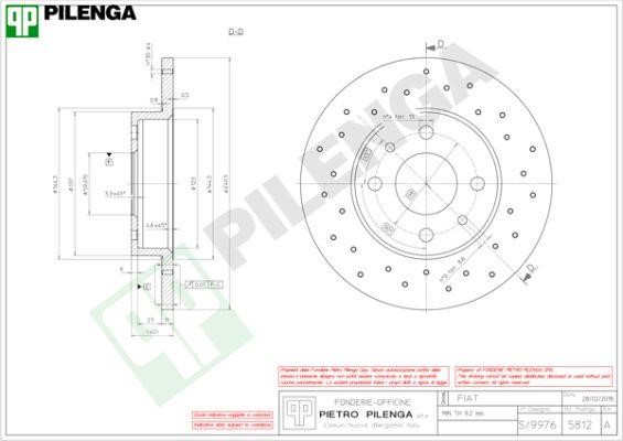 Pilenga 5812 Rear brake disc, non-ventilated 5812: Buy near me in Poland at 2407.PL - Good price!