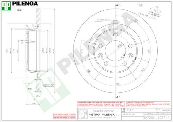 Pilenga 5057 Тормозной диск задний невентилируемый 5057: Отличная цена - Купить в Польше на 2407.PL!