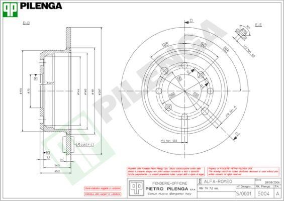 Pilenga 5004 Тормозной диск задний невентилируемый 5004: Отличная цена - Купить в Польше на 2407.PL!
