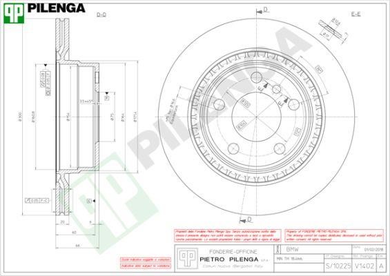 Pilenga V1402 Rear ventilated brake disc V1402: Buy near me at 2407.PL in Poland at an Affordable price!