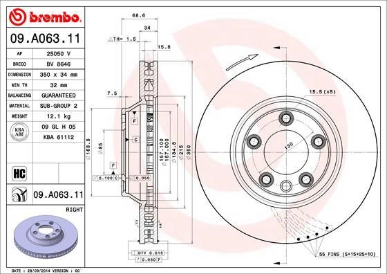 Breco BV 8646 Front brake disc ventilated BV8646: Buy near me in Poland at 2407.PL - Good price!