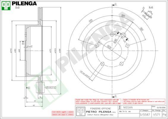 Pilenga V571 Тормозной диск задний вентилируемый V571: Купить в Польше - Отличная цена на 2407.PL!